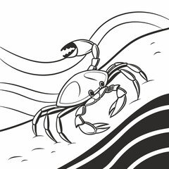 Minimalist Crab on Sandy Beach