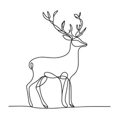 Reindeer standing peacefully line art vector illustration drawing
