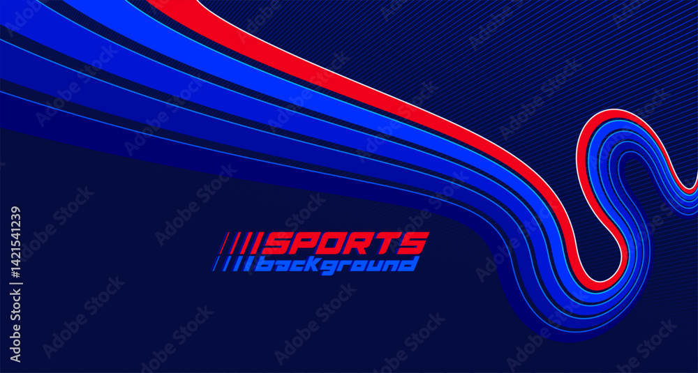 Poster sports activities games and racing vector linear background in 3d perspective rotation, dark red and
