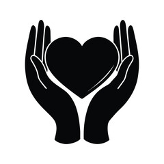 clean hands holding heart icon vector art silhouette 