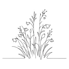 Naklejka premium Delicate Wildflowers One Line Drawing Illustrating Nature and Simplicity