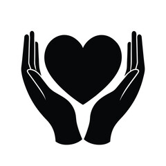 clean hands holding heart icon vector art silhouette 