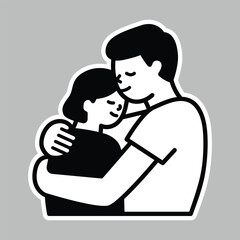 Two people hugging vector illustration, symbolizing emotional support, affection, and human connection.