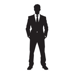 Confident executive black color on isolated white background