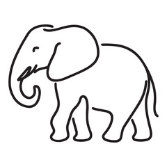 Elephant Silhouette Minimalist Illustration Simple Outline Drawing Design