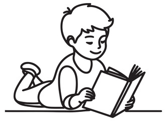 Silhouette of Boy Reading Book Illustration for Education Material