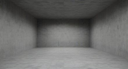 Empty warehouse room with concrete walls and floor.