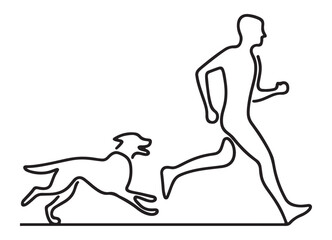 Continuous Line Art of Runner and Dog Silhouette Illustration