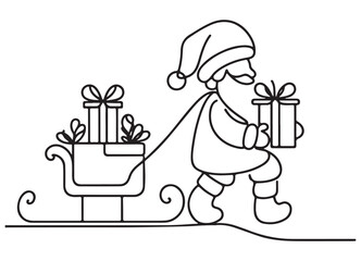 Santa Claus Delivering Gifts Whimsical Christmas Holiday Vector Illustration