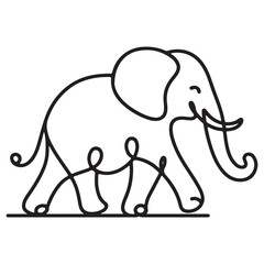 Charming One Line Elephant Illustration Symbolizing Strength and Wisdom