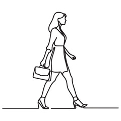 Business Woman Walking Silhouette Vector Illustration Going To Work