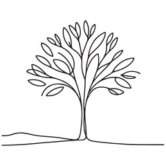 Elegant Tree Illustration with Branches and Leaves Minimalist Design