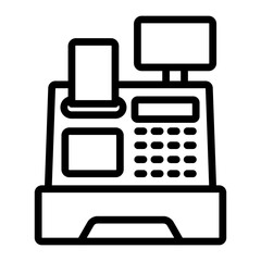 Cash Register Vector Line Icon Design