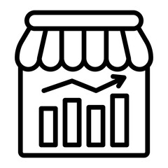 Store Analytics Vector Line Icon Design