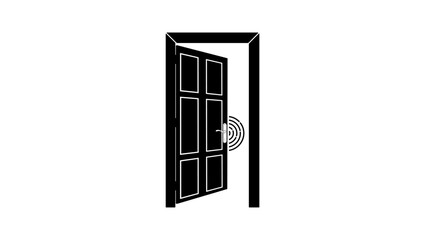 Wireless door symbol, black isolated silhouette