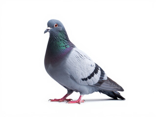 Fototapeta premium Gray Pigeon Isolated on White Background Bird Image