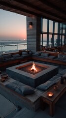 Rooftop fire pit seating area