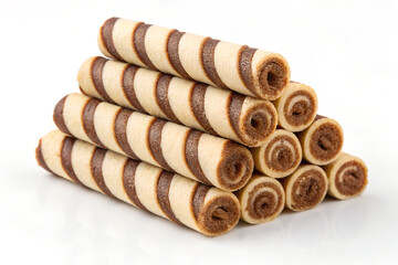 Stack of Chocolate Hazelnut Wafer Rolls