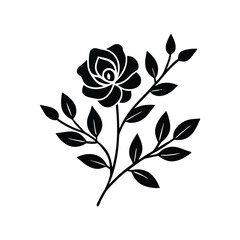  black flowers vector .Vector black silhouettes of flowers isolated on a white background. black and white flower.minimal botanical graphic sketch drawing, trendy tiny tattoo design, f