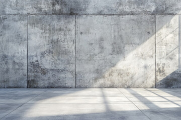 Fototapeta premium Sunlit industrial interior concrete wall and floor