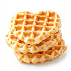 Golden Heart-Shaped Waffles Stacked High, A Delightful Breakfast Treat