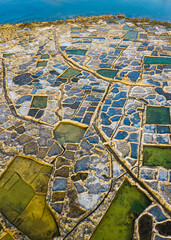 ⁦Salt pans, drone top aerial view