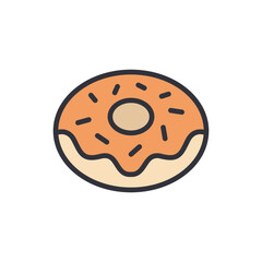Donut colored icons, minimalist vector illustration ,simple transparent graphic element .Isolated on white background