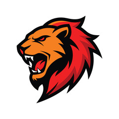 fierce lion mascot logo icon vector art illustration 