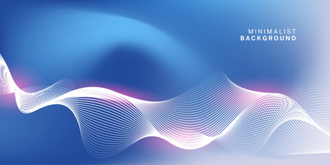 Abstract blue gray gradient background with shining lines waves. Minimalist background for banner, poster, cover, brochure, flyer, website