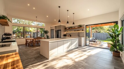Modern Kitchen Interior Design with Open Space and Natural Light, Contemporary Style and Minimalist Features