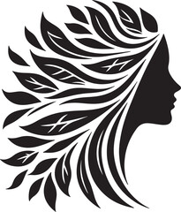 Stylized Woman Profile with Nature-Inspired Hair Design

