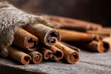 Discover Aromatic Cinnamon Sticks: A Culinary & Aromatic Spice Journey, Close-up View,  Fragrant and Warm
