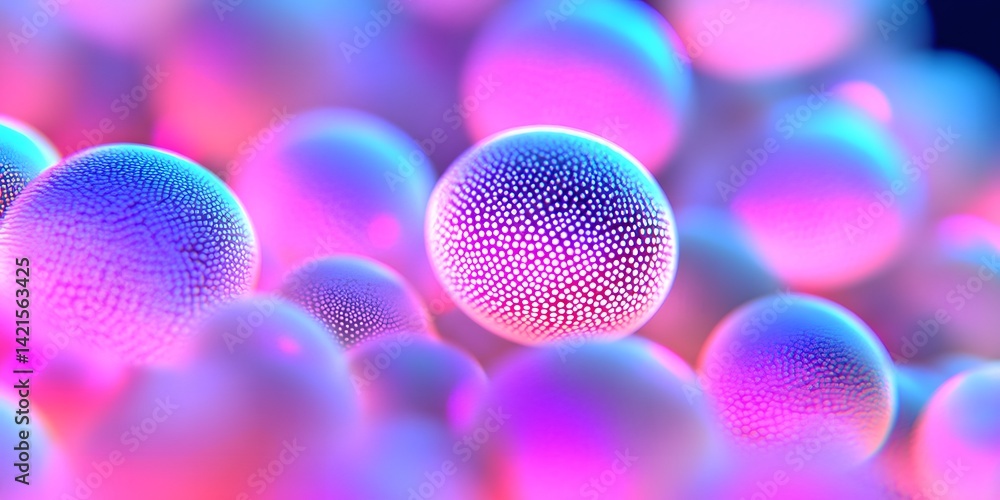 Poster abstract spheres with dotted texture in gradient colors