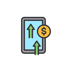 Investment app colored icons, minimalist vector illustration ,simple transparent graphic element .Isolated on white background