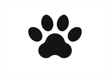 Minimalist Black Dog Paw Icon Isolated on White for Pet Designs