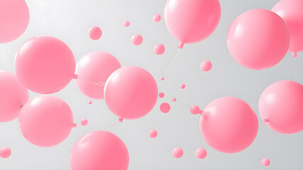 Abstract 3D render of floating pink balloons that collide with each other Generative AI