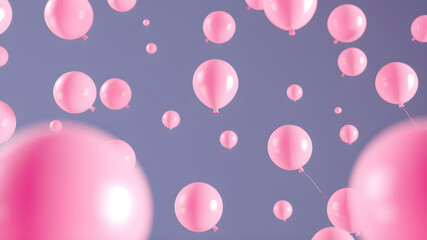 Abstract 3D render of floating pink balloons that collide with each other Generative AI