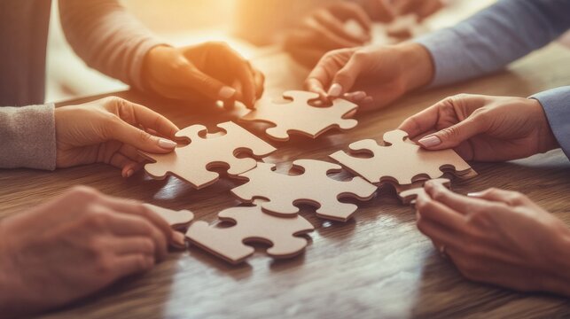 Collaborative Effort in Solving a Wooden Puzzle on a Table