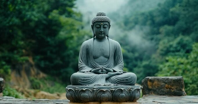 Peaceful buddha statue meditation