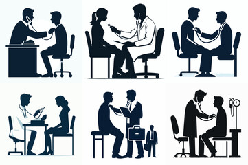 Doctor Examining Patient Icon Set