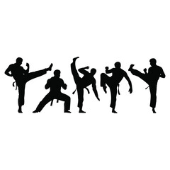 Silhouettes of people in sport, dance, and business illustrate the evolution of human movement with vector graphics