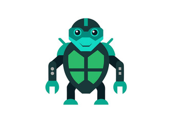 Obraz premium Flat and Minimal Futuristic Robot Turtle mascot logo design, isolated on white background
