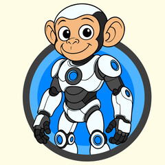 Mechanical Monkey Robot Vector Logo Image