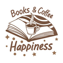 cup of coffee and book vector illustration