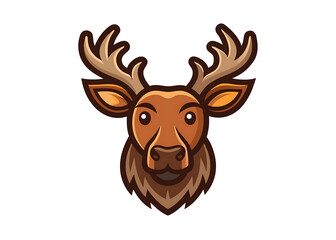 Fototapeta premium Cartoon Moose head mascot logo design, isolated on white