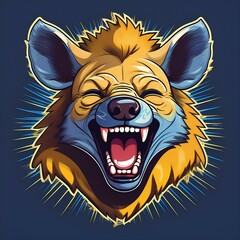 Obraz premium Colorful illustration of a roaring hyena with a vibrant design.
