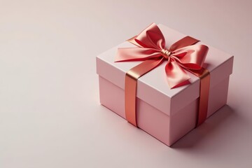 Obraz premium Elegant gift box mockup, satin ribbon, gold accents, elegant, packaging