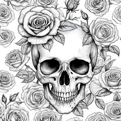 Obraz premium feminine skull and roses wallpaper hand drawn,blood, drop, event, evil, fear, horror, mystery, one person, paint, photography, spooky, teenager, tradition, vampire, women, bizarre,5