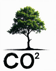 Tree Symbolizing Carbon Dioxide Emissions Reduction and Environmental Awareness