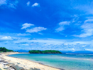 tropical beach with blue sky